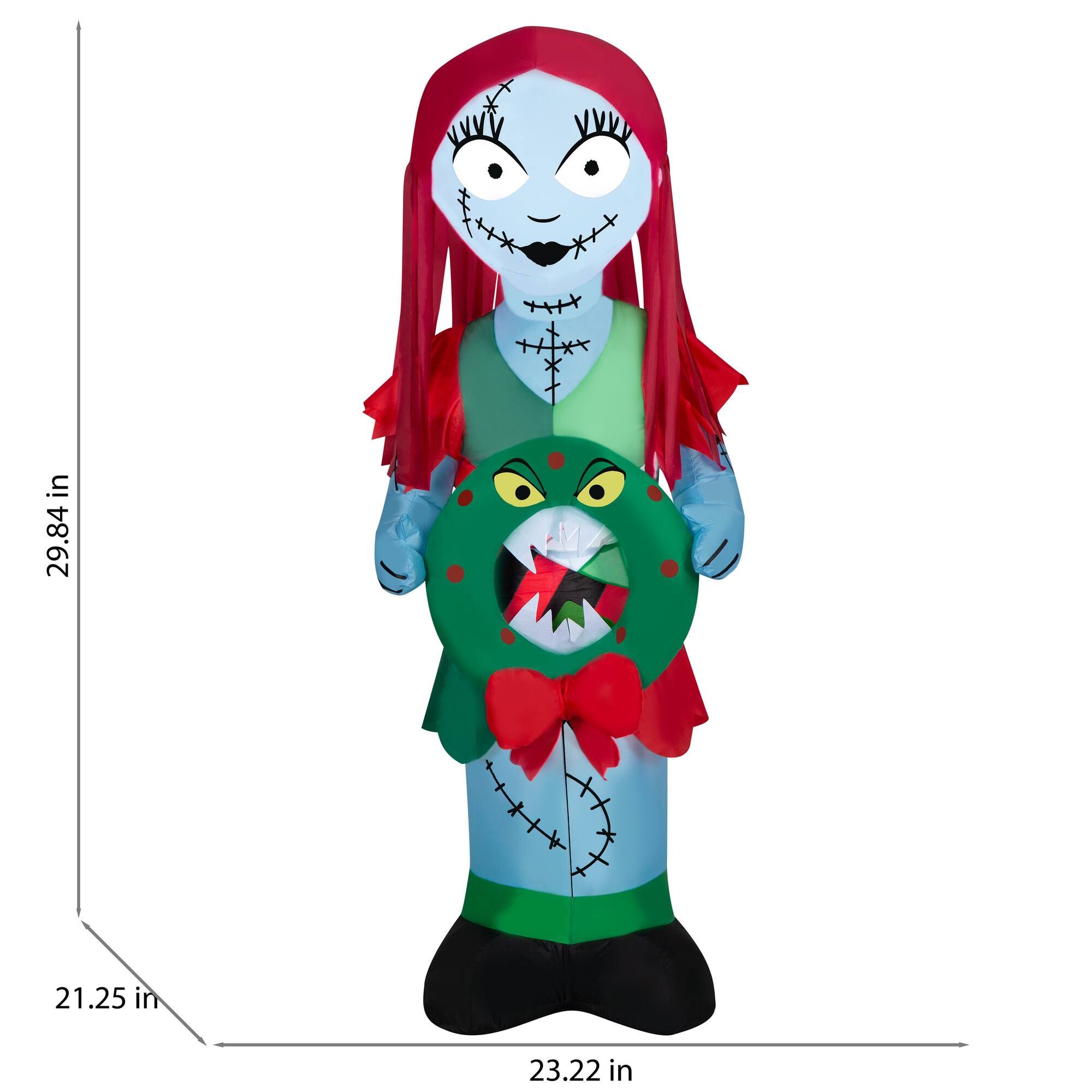 5ft. Airblown® Inflatable Christmas Sally in Patchwork Dress with Monster Wreath